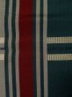 Photo8: L0407A Vintage Japanese Kimono Dark Grayish Green HANHABA OBI half width sash Plaid Checks Silk. (8)