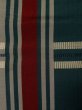 Photo8: L0407A Vintage Japanese Kimono Dark Grayish Green HANHABA OBI half width sash Plaid Checks Silk. (8)