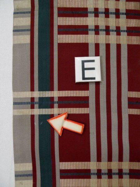 Photo16: L0407A Vintage Japanese Kimono Dark Grayish Green HANHABA OBI half width sash Plaid Checks Silk. (16)