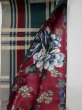 Photo19: L0407A Vintage Japanese Kimono Dark Grayish Green HANHABA OBI half width sash Plaid Checks Silk. (19)