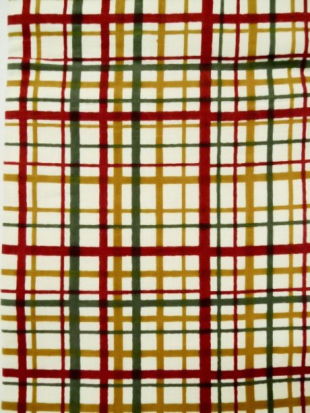 Photo3: L0407E Vintage Japanese Kimono   Ivory HANHABA OBI half width sash Plaid Checks Cotton. (3)