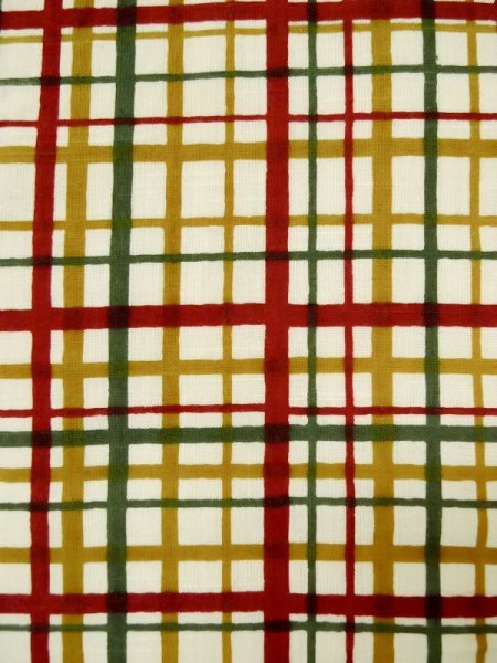 Photo4: L0407E Vintage Japanese Kimono   Ivory HANHABA OBI half width sash Plaid Checks Cotton. (4)