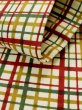 Photo10: L0407E Vintage Japanese Kimono   Ivory HANHABA OBI half width sash Plaid Checks Cotton. (10)