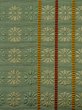 Photo6: L0407G Vintage Japanese Kimono Grayish  Yellowish Green HANHABA OBI half width sash Chrysanthemum Silk. (6)