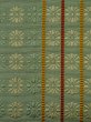 Photo6: L0407G Vintage Japanese Kimono Grayish  Yellowish Green HANHABA OBI half width sash Chrysanthemum Silk. (6)
