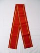 Photo1: L0407L Vintage Japanese Kimono   Red HANHABA OBI half width sash Triangle Synthetic. (1)