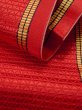 Photo9: L0407L Vintage Japanese Kimono   Red HANHABA OBI half width sash Triangle Synthetic. (9)