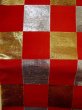 Photo4: L0407R Vintage Japanese Kimono   Red HANHABA OBI half width sash Plaid Checks Synthetic. (4)