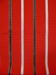 Photo3: L0407T Vintage Japanese Kimono   Vermilion HANHABA OBI half width sash Stripes Silk. (3)