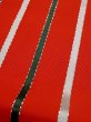 Photo6: L0407T Vintage Japanese Kimono   Vermilion HANHABA OBI half width sash Stripes Silk. (6)