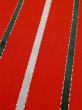 Photo7: L0407T Vintage Japanese Kimono   Vermilion HANHABA OBI half width sash Stripes Silk. (7)