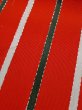 Photo8: L0407T Vintage Japanese Kimono   Vermilion HANHABA OBI half width sash Stripes Silk. (8)