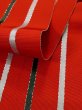 Photo9: L0407T Vintage Japanese Kimono   Vermilion HANHABA OBI half width sash Stripes Silk. (9)