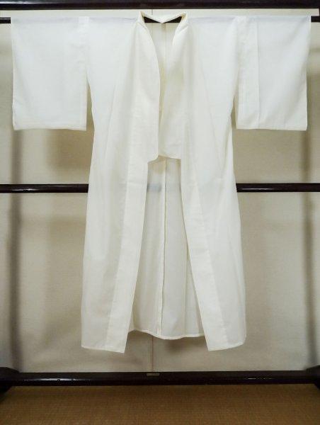 Photo1: L0413K Used Japanese women  Off White JUBAN undergarment / Synthetic.    (Grade B) (1)