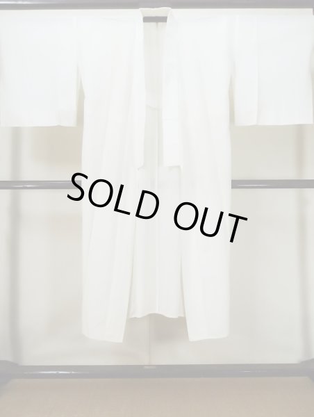 Photo1: L0413N Used Japanese women  Off White JUBAN undergarment / Silk.    (Grade B) (1)