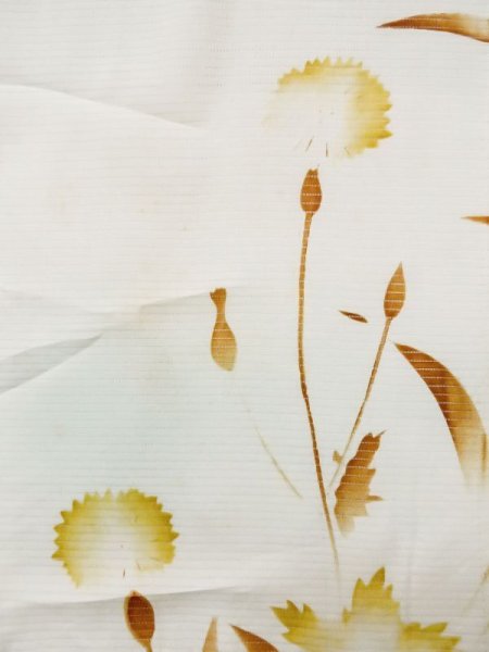 Photo8: L0413O Used Japanese women  Off White JUBAN undergarment / Silk. Flower,   (Grade C) (8)