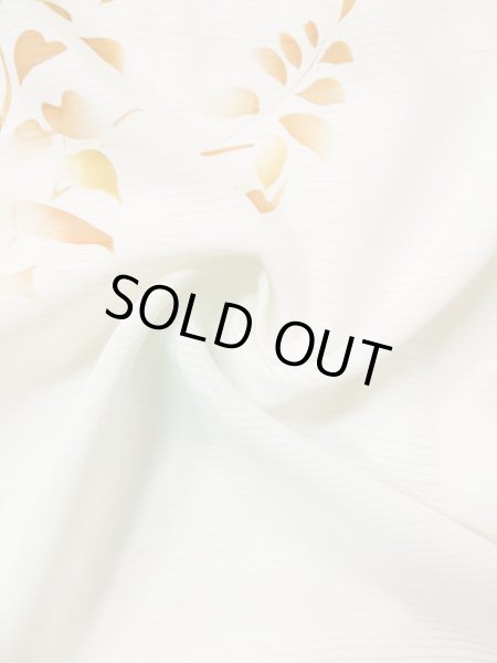 Photo14: L0413O Used Japanese women  Off White JUBAN undergarment / Silk. Flower,   (Grade C) (14)