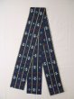 Photo1: L0414A Vintage Japanese Kimono Dark  Blue HANHABA OBI half width sash Bird Cotton. (1)