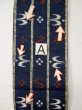 Photo9: L0414A Vintage Japanese Kimono Dark  Blue HANHABA OBI half width sash Bird Cotton. (9)