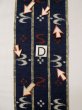 Photo12: L0414A Vintage Japanese Kimono Dark  Blue HANHABA OBI half width sash Bird Cotton. (12)