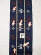 Photo14: L0414A Vintage Japanese Kimono Dark  Blue HANHABA OBI half width sash Bird Cotton. (14)