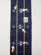 Photo16: L0414A Vintage Japanese Kimono Dark  Blue HANHABA OBI half width sash Bird Cotton. (16)