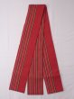 Photo1: L0414E Vintage Japanese Kimono   Red HANHABA OBI half width sash Stripes Cotton. (1)