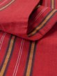 Photo11: L0414E Vintage Japanese Kimono   Red HANHABA OBI half width sash Stripes Cotton. (11)