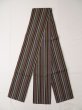 Photo1: Mint L0414G Vintage Japanese Kimono Grayish  Multi Color HANHABA OBI half width sash Stripes Cotton. (1)