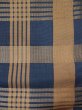 Photo6: L0414J Vintage Japanese Kimono Grayish Brownish Golden Yellow HANHABA OBI half width sash Stripes Silk. (6)