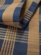 Photo8: L0414J Vintage Japanese Kimono Grayish Brownish Golden Yellow HANHABA OBI half width sash Stripes Silk. (8)