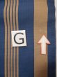 Photo15: L0414J Vintage Japanese Kimono Grayish Brownish Golden Yellow HANHABA OBI half width sash Stripes Silk. (15)