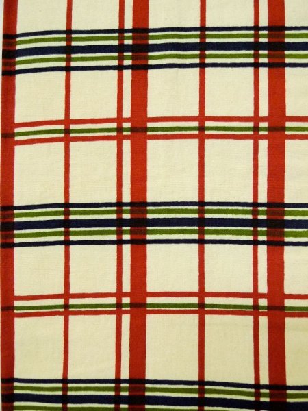 Photo2: L0414K Vintage Japanese Kimono   Off White HANHABA OBI half width sash Plaid Checks Cotton. (2)