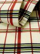 Photo9: L0414K Vintage Japanese Kimono   Off White HANHABA OBI half width sash Plaid Checks Cotton. (9)