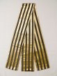 Photo1: L0414S Vintage Japanese Kimono Shiny  Gold HANHABA OBI half width sash Stripes Silk. (1)