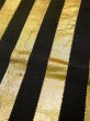 Photo6: L0414S Vintage Japanese Kimono Shiny  Gold HANHABA OBI half width sash Stripes Silk. (6)