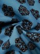 Photo10: L0420C Used Japanese womenPale Grayish Blue HAORI short jacket / Silk. Abstract pattern   (Grade B) (10)