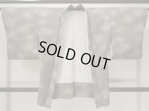 Photo1: L0420F Used Japanese womenBrownish  Olive HAORI short jacket / Silk. Gradation   (Grade B) (1)