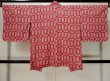 Photo2: L0420N Used Japanese women  Red HAORI short jacket / Silk. Pine bark lozenges,   (Grade B) (2)