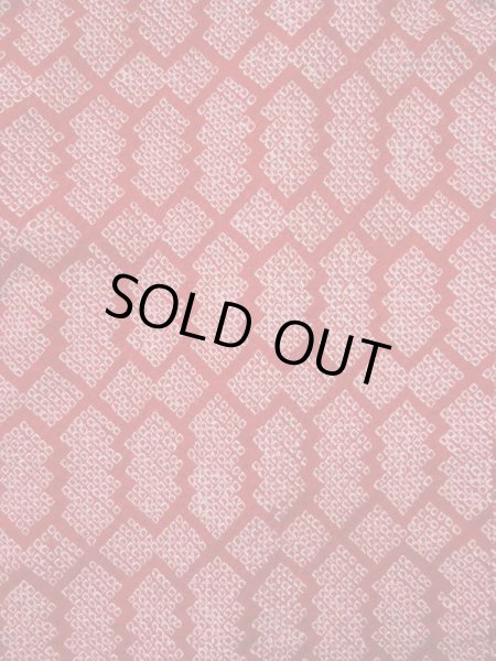 Photo3: L0420N Used Japanese women  Red HAORI short jacket / Silk. Pine bark lozenges,   (Grade B) (3)