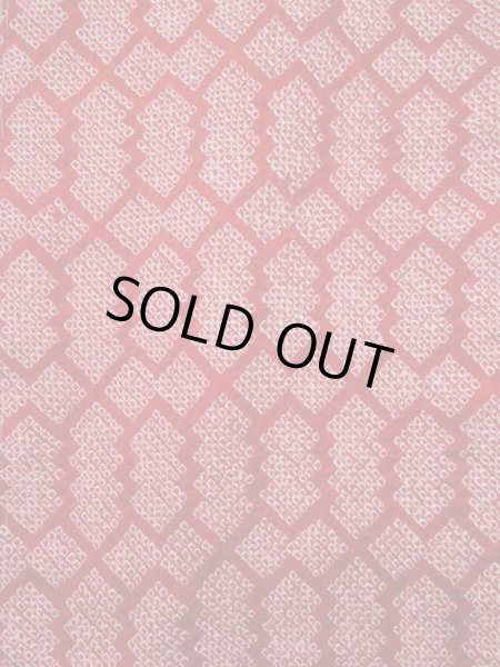 Photo4: L0420N Used Japanese women  Red HAORI short jacket / Silk. Pine bark lozenges,   (Grade B) (4)