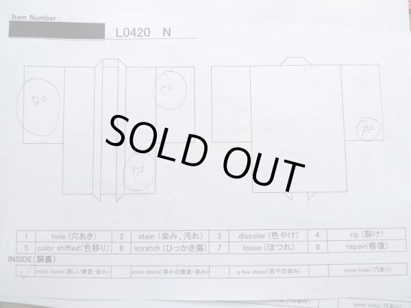 Photo12: L0420N Used Japanese women  Red HAORI short jacket / Silk. Pine bark lozenges,   (Grade B) (12)