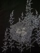 Photo4: L0420P Used Japanese women  Black HAORI short jacket / Silk. Chrysanthemum,   (Grade B) (4)