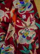 Photo19: L0420R Used Japanese womenDark  Dark Red HAORI short jacket / Silk. UME plum bloom, many loose  (Grade D) (19)