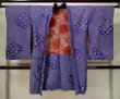 Photo1: L0420T Used Japanese womenVivid  Purple HAORI short jacket / Silk. Flower,   (Grade B) (1)