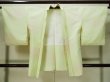 Photo1: L0421B Used Japanese womenPale Light Yellow HAORI short jacket / Synthetic. Peony, pattern: book  (Grade B) (1)