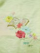 Photo4: L0421B Used Japanese womenPale Light Yellow HAORI short jacket / Synthetic. Peony, pattern: book  (Grade B) (4)