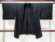 Photo1: L0421C Used Japanese women  Black HAORI short jacket / Silk.  base woven pattern: ivy, grass  (Grade B) (1)