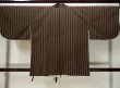 Photo2: L0421L Used Japanese womenLight Grayish Olive DOCHUGI outer coat / Mixed. Stripes Material: mix of synthetic and wool  (Grade D) (2)