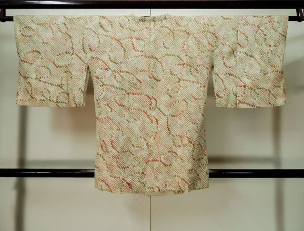 Photo2: L0421O Used Japanese womenGrayish  Green MICHIYUKI outer coat / Silk. Line,   (Grade B) (2)